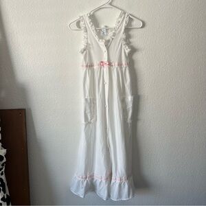 Vintage Dainty Coquette Nightgown White Pink Bow Size 10 *Note on sizing